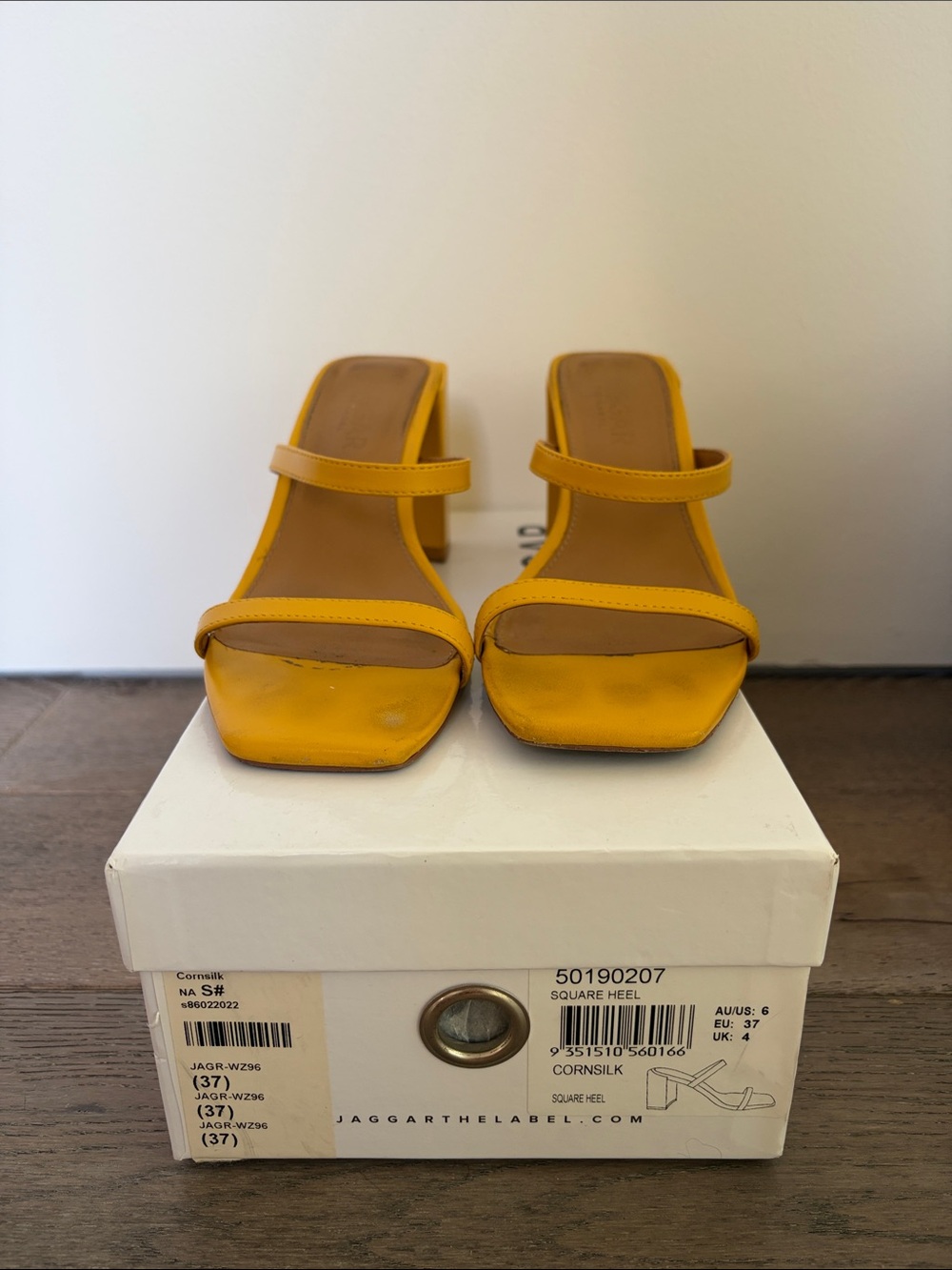 Yellow Square-Toe Strappy Heels - Women